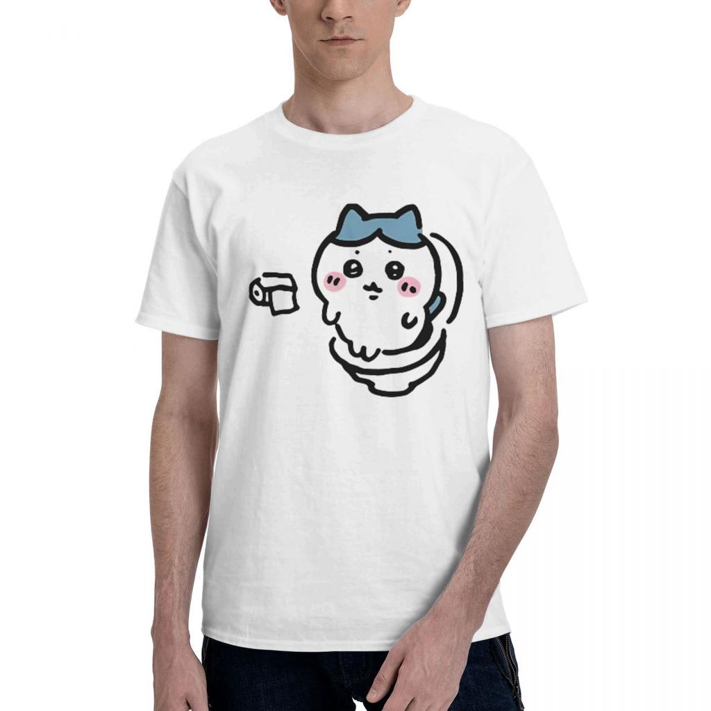 Hachiware On The Toilet Potty Chiikawa Usagi Poop Pooping Meme T Shirt T-Shirts Short Sleeve Cotton O Neck Oversize Clothing