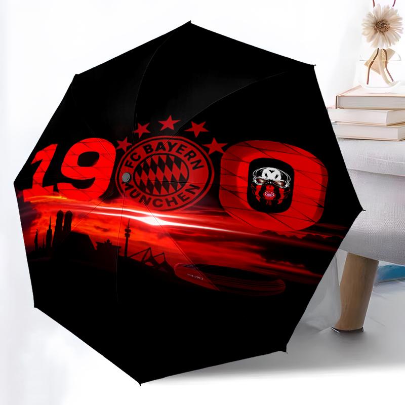 Printed FC Bayern München Logo Printed Folding Umbrella,Outdoor,Leisure,And Travel Umbrella,Durable Umbrella Fabric,Birthday And Holiday Gift