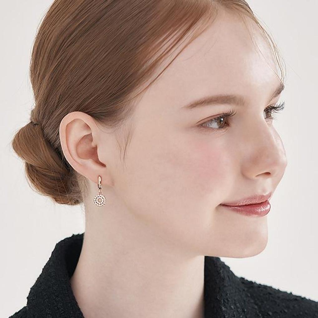 [ELLE Jewelry] 14K Flower Drop One-Touch Earrings ELGPEE550