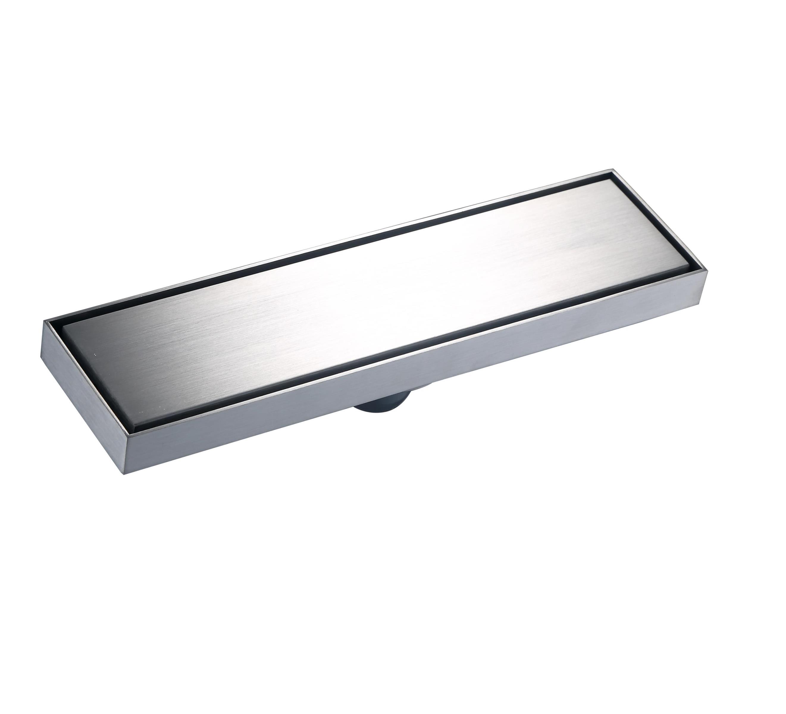 Classic Brushed Surface Rectangle Stainless Steel 304 Concealed Floor Drain Bathroom Use 8*30 CM (Gray,Stainless Steel)