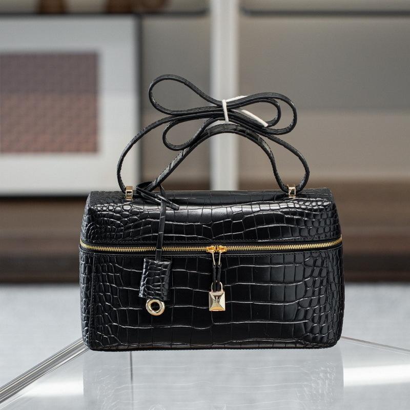 Neue Damentasche aus echtem Leder, Krokodilmuster Rindsleder Lunchbox-Tasche, Mini-Quadratische Tasche, Damen-Umhängetasche zum Tragen über einer Schulter