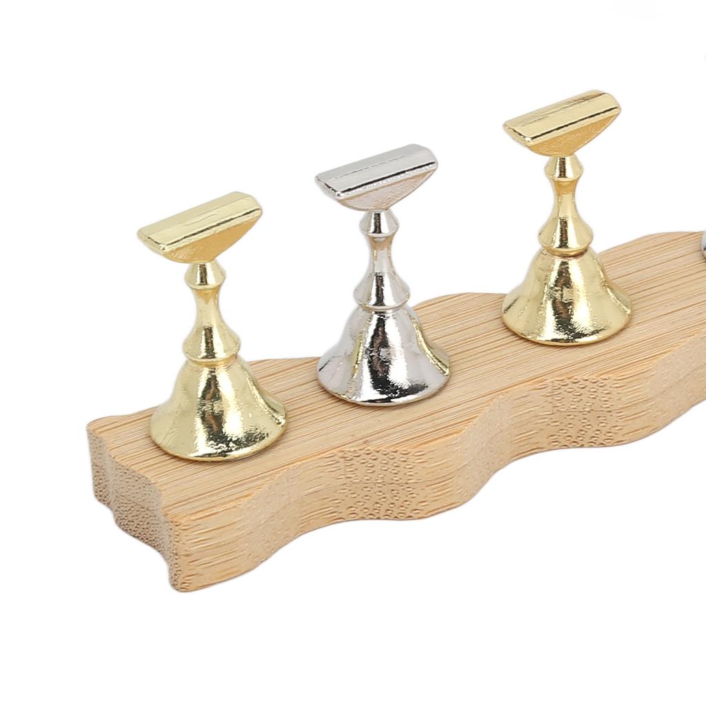 Nail Display Stand Manicure Tool Wave Edge Wooden Base Magnetic Nail Practice Stand with 10pcs Stands