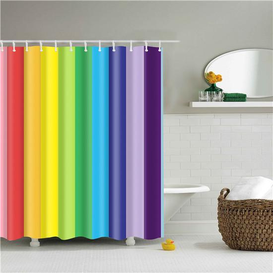 Nordic Style Geometric Stripe Wave Shower Curtains Frabic Waterproof Polyester Bathroom Curtain With Hooks