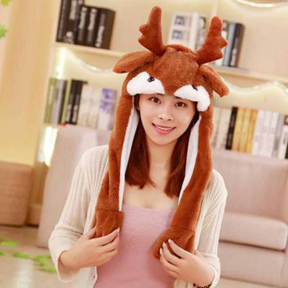 Cute Cartoon Pinch Ears Moveable  Cap Warm Hat Santa  Elk for Christmas Gift Decorative Props