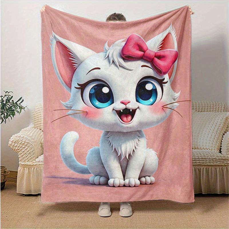 1PC Cute Cartoon Marie Cat Blanket, Seasonal Universal Home Decoration Blanket, for Decorating Your Own Sofa and Living Room, Super Soft Fla