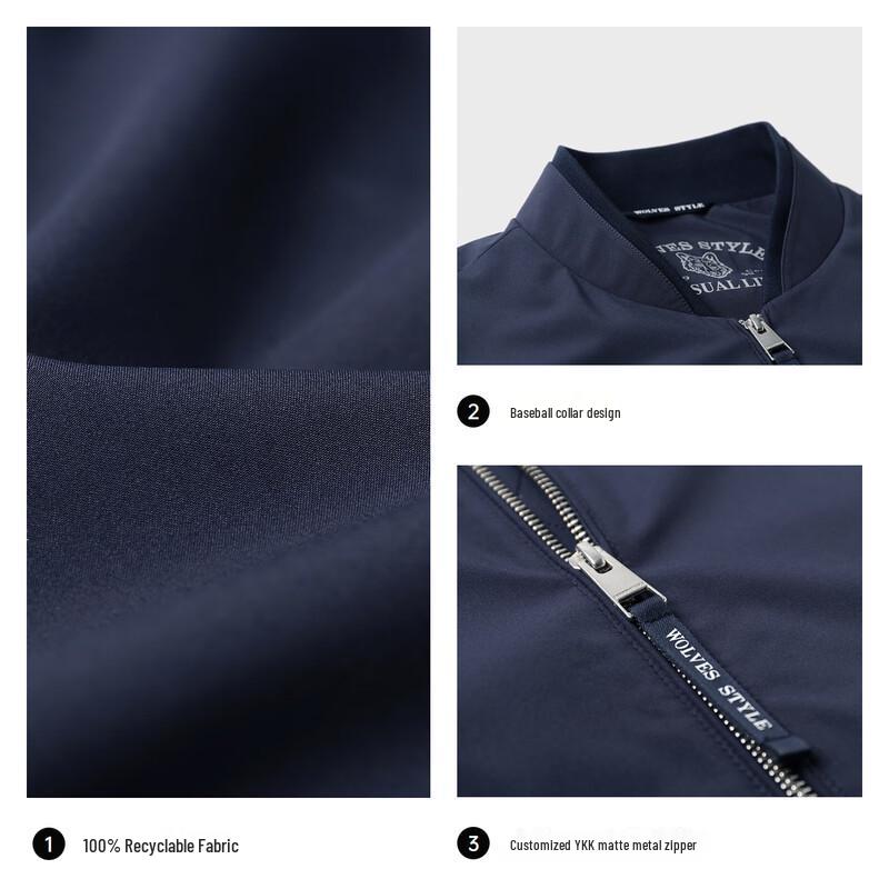 SEPTWOLVES Men's Recycled Fabric Baseball Collar Jacket