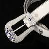 Western Leather Belt With Rhinestone BB SIMON CrystalBelt Buckle Cotton OEM Customized Pcs Color