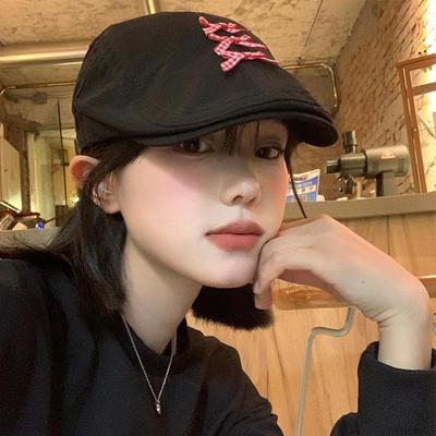 Sweet Plaid Bow Beret Hat For Women Female JK Korean Y2K Cotton Flat Newsboy Hat Vintage Painter Artist Hip Hop Street Cap