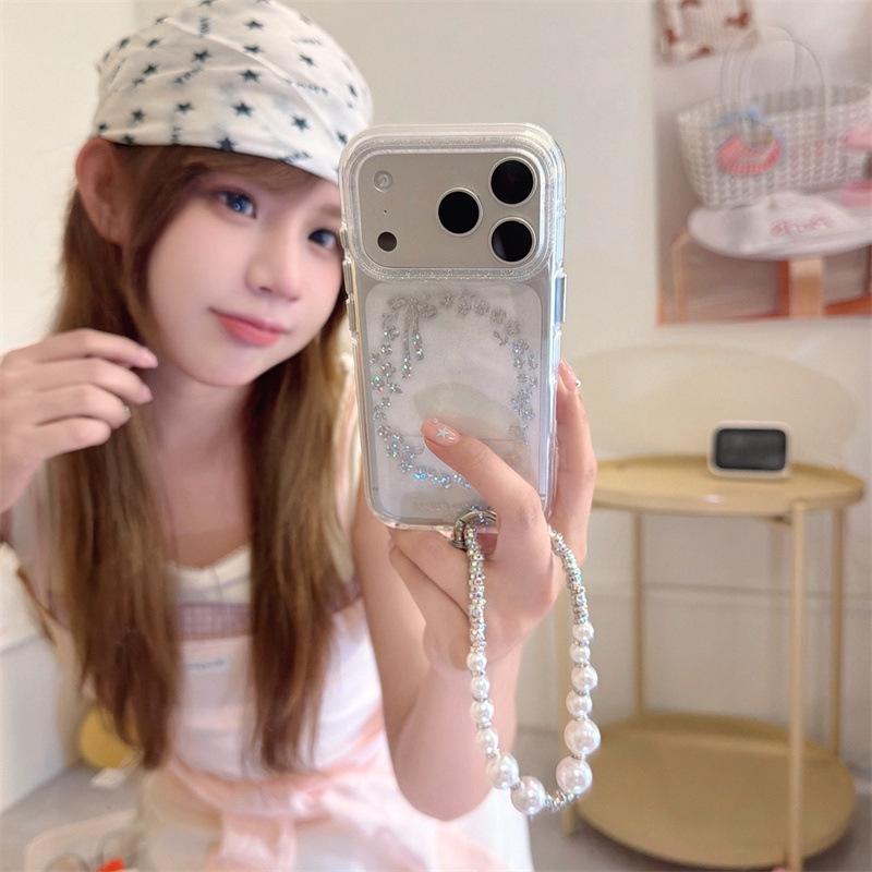 Korean Style Transparent Flower Bowknot Case for iPhone 17, 16 Pro Max, 15, 14 - High-End Feel