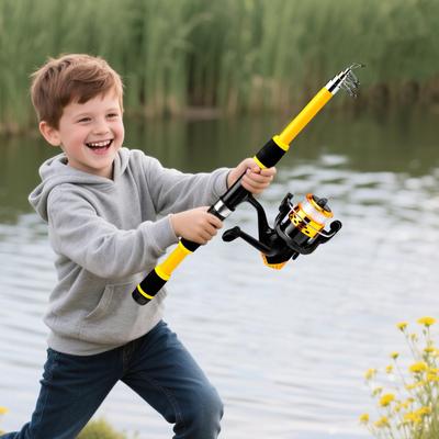 Toddler Fishing Pole Portable Telescopic Fishing Rod Fish Equipment For Beach Inshore Kayak Camping Boating Freshwater Saltwater