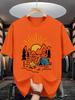 Mountain Camping Scene Unisexs Crew Neck T Shirt Tent Campfire Sun Forest Graphic Short Sleeve Tee Casual Male Street Tops