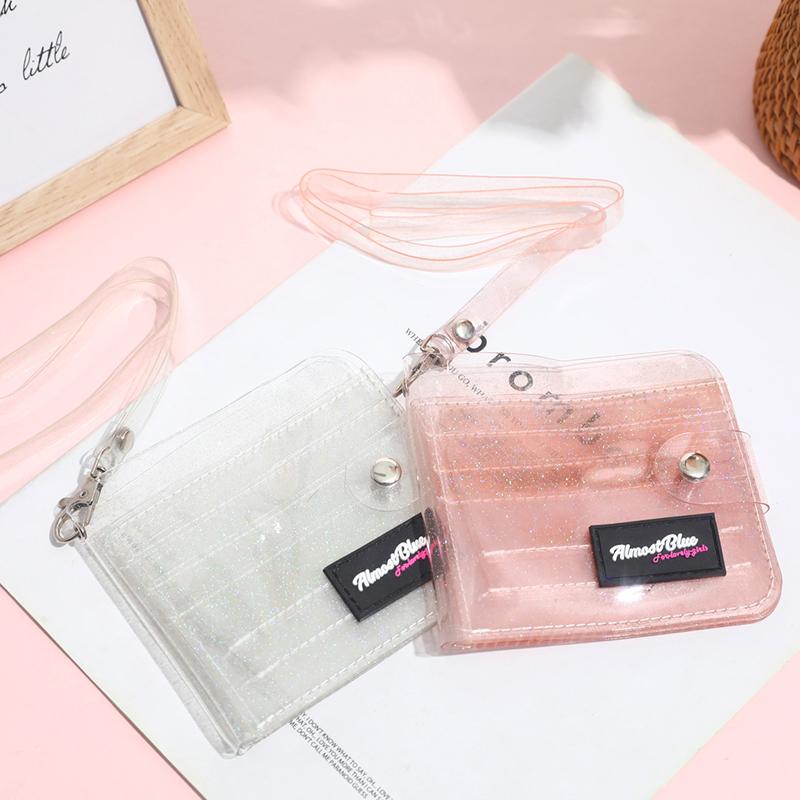 Transparent Women Purse Pvc Laser Clear Jelly Bag Mini Money Credit Card Holder Clear Wallet Bags Ladies Purse With Neck String