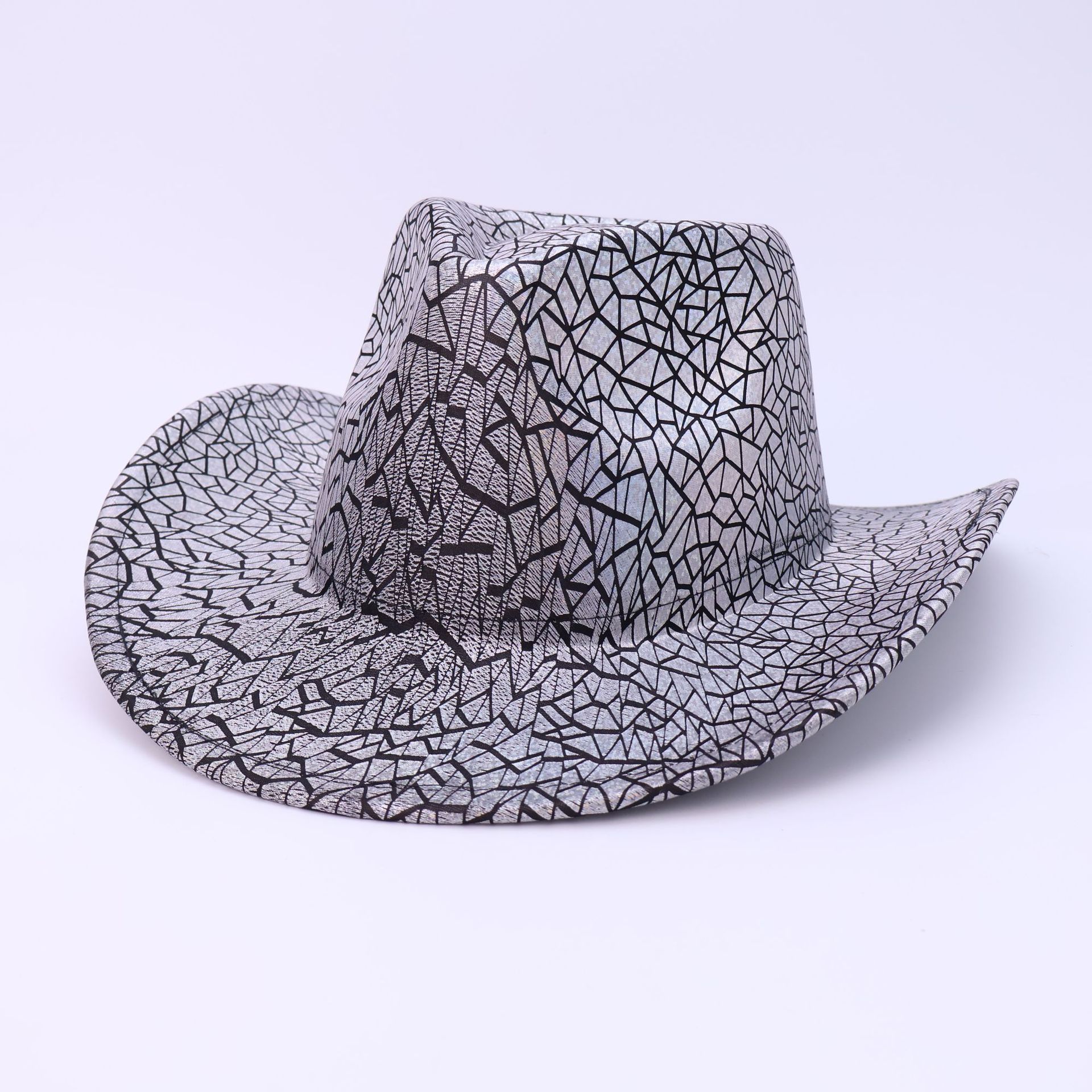 

European And American Mesh Texture Festival Party Top Hat Men And Women Western Cowboy Hat Knight Hat M（56-58cm） чорний