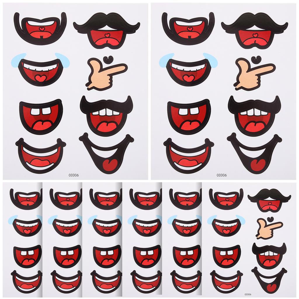 10 Sheets Paper Stickers Lip Gloss Child Student Scrapbook Cartoon for Kids DIY Mouth Labels Crafts