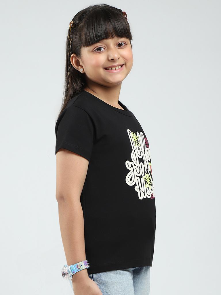 Monte Carlo Girls Printed Round Neck Half Sleeve Tops Pack of 2