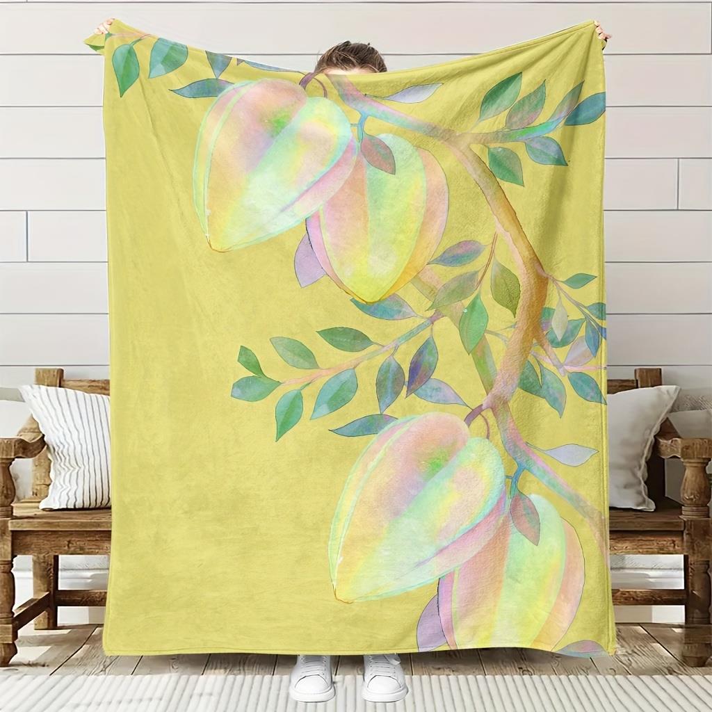 

Paintedcolor pear pattern Flannel printed blanket suitable for all seasons suitable for living room office sofa and travel 75x100cm (30x40inch)