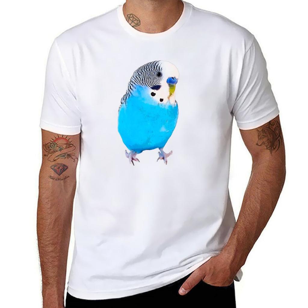 Budgie Blue Cute Bird Art TShirt Plus Size Comfort Fit Tee