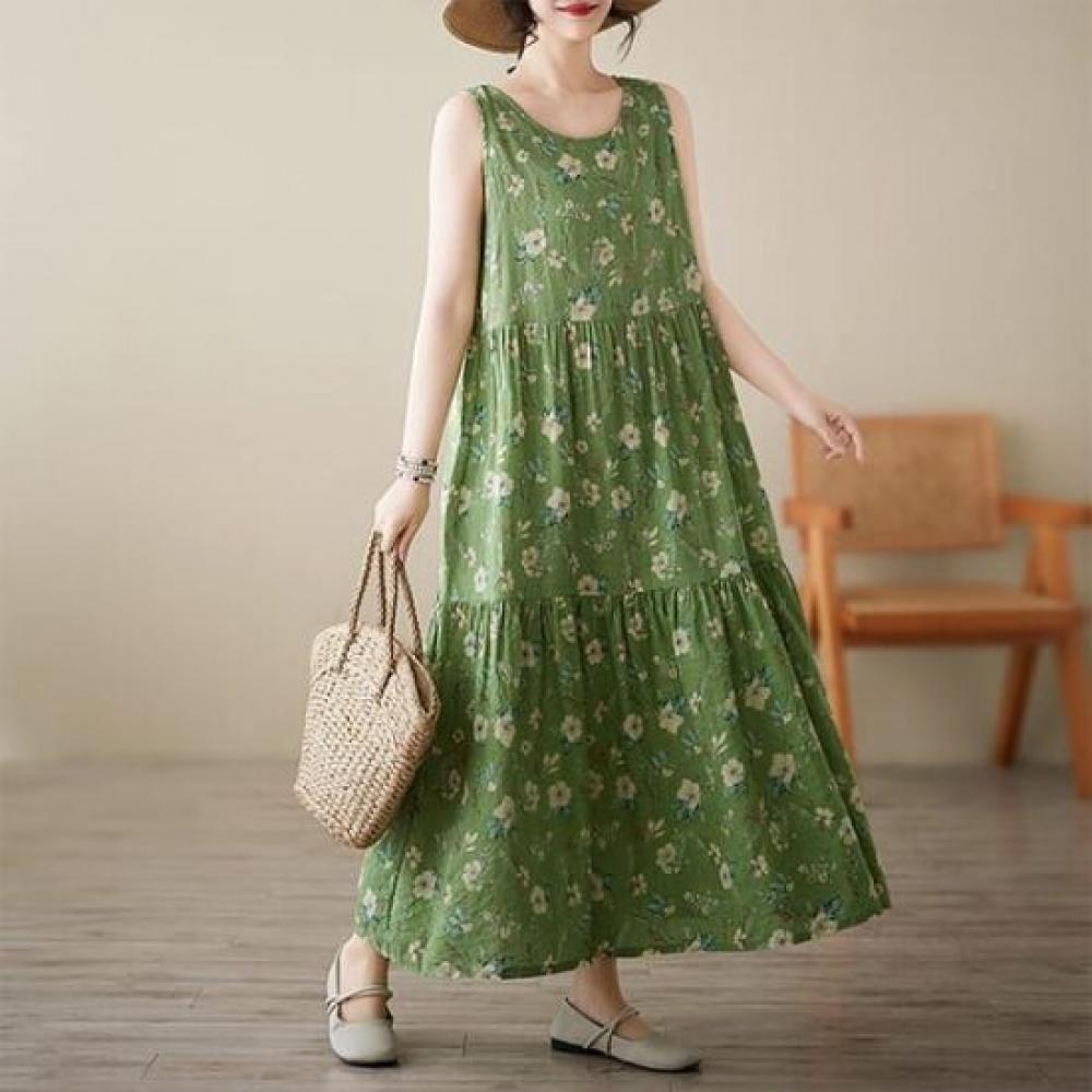 Navava Women Flower Sleeveless Long Dress No914