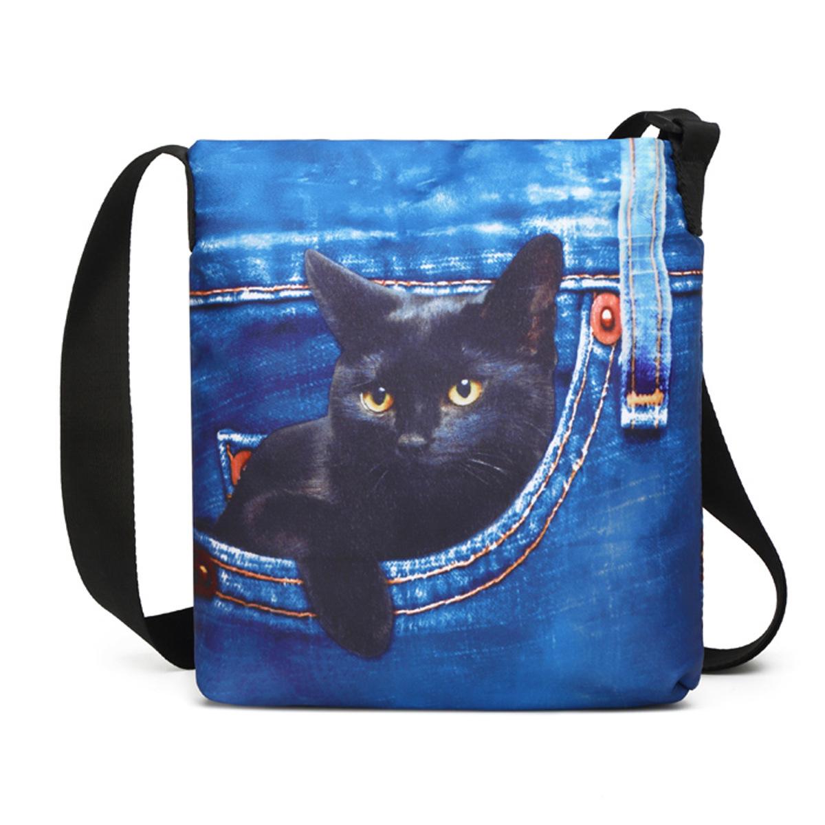 

Women s Cat Peek Pocket Crossbody Bag - Polyester Shoulder Bag with Buckle Closure for Casual Outings or Daily Shopping синий