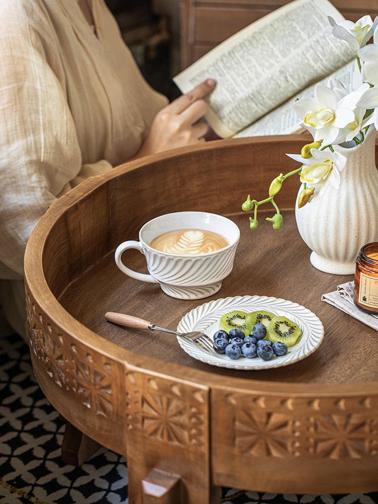 Vintage Ceramic Coffee Cup and Saucer Set Americano Latte Retro Style