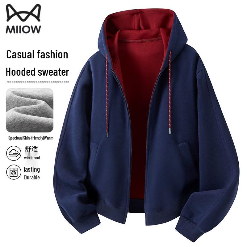 MiiOW Men s Casual Hooded Cardigan Sweatshirt 2XL