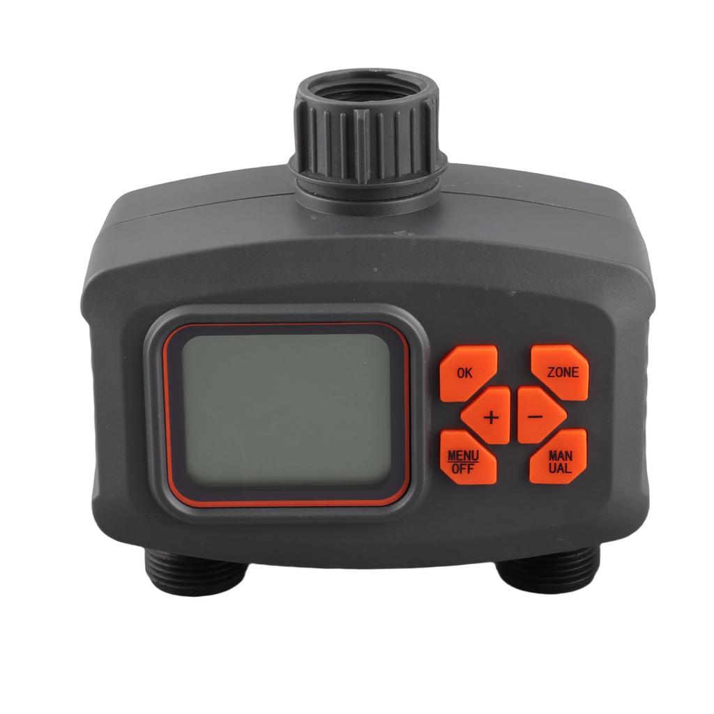 2 Outlet Hose Watering Timer with Rain Sensor, Automatic Irrigation Controller for Lawns, Gardens, Plants, G3Celsius4 Male to G1Celsius2 Female Adapte