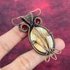 Brecciated Mookaite Gemstone Pendant Red Color Evil Eye Jewelry Copper Wire Wrapped Owl Pendant
