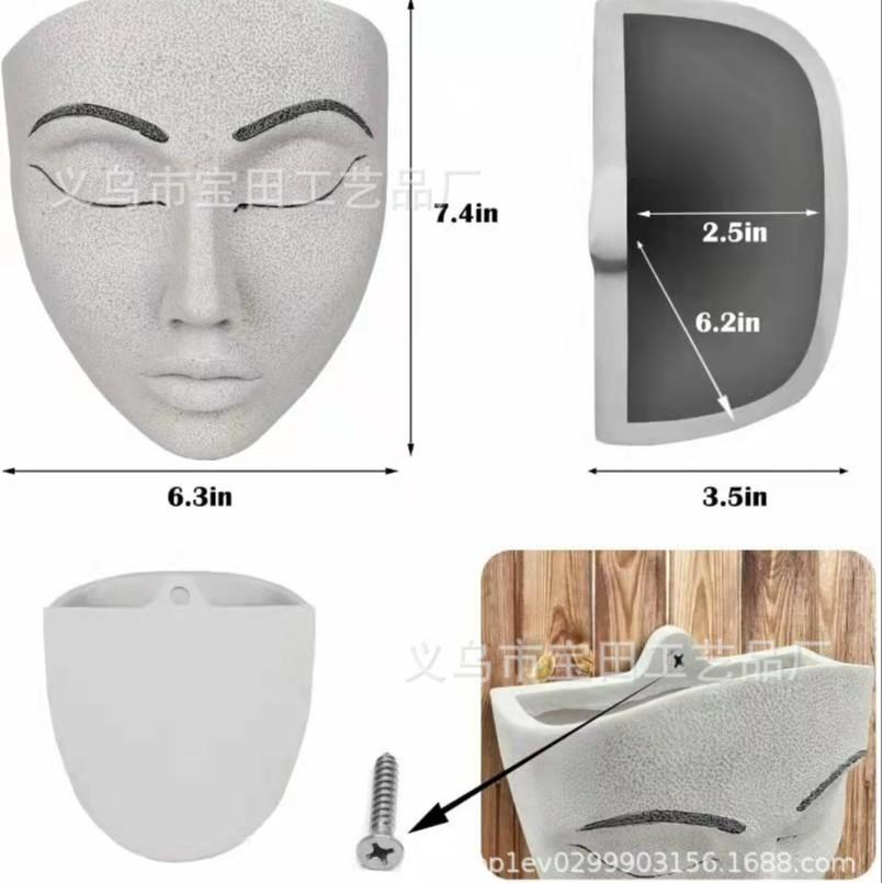 Resin face head flower pot Resin wall-mounted flower pot Indoor room Outdoor garden Wall decoration
