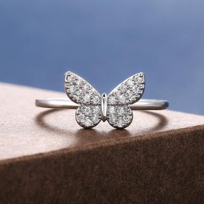 1 Stuks Mode Klassieke Synthetische Zirkonia Vlinder Ring Creatieve Ring