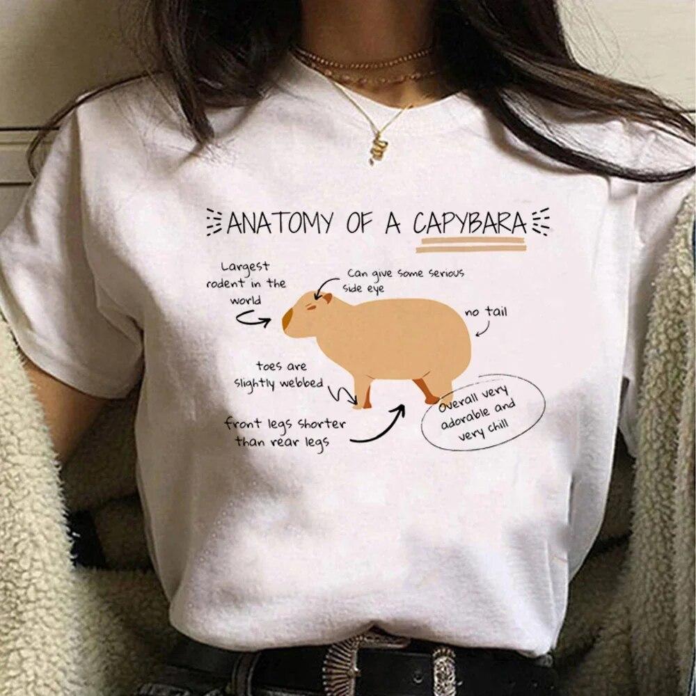 Tričko Capybara Funny Capy narodeniny Grafika Ženy Neformálne Vintage tričká Roztomilá kreslená potlač Streetwear Ženy Tričká s krátkym rukávom