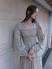 FABRICSEOUL Dot Smocking Frill Dress_Ivory