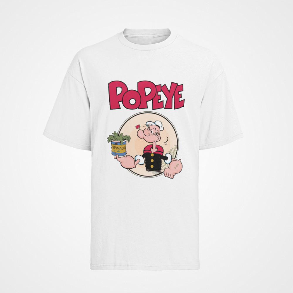 

Retro Popeye Spinat Gym Cartoon Baumwolle T-Shirt Herren 4XL