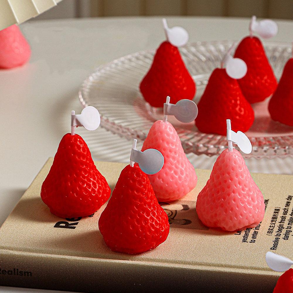3 STK Erdbeerkerzen Silikonform für Duftkerzenherstellungsset DIY Kristallharz Handwerksform Heimpartydeko Geburtstagsgeschenke