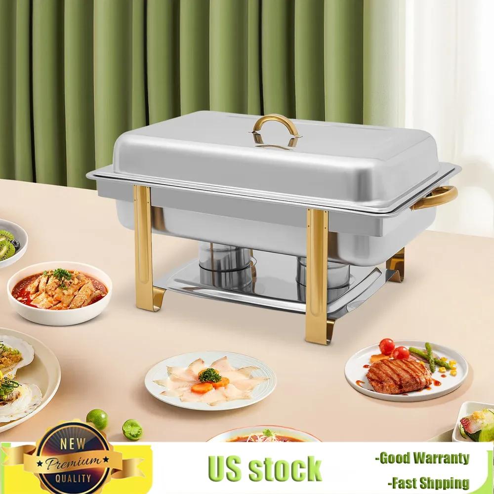 Bymaocar 9L Edelstahl Elegantes Chafing Dish Buffettablett Speisenwärmerbehälter mit Deckel für Buffets/Hotelfrühstück