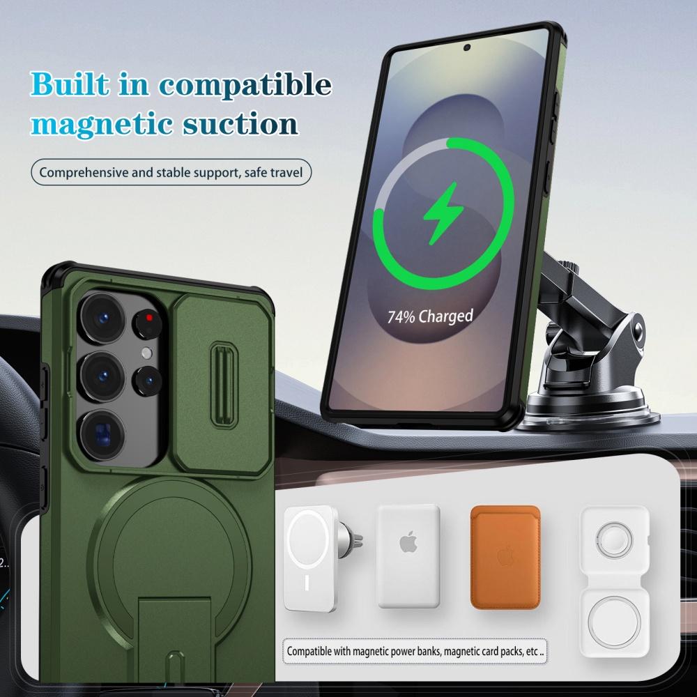 Coque avec Protection Caméra coulissante et Support Magnétique pour Samsung S25 S24 Ultra Plus S24FE S25FE S25 Edge A56 A36 A26 A16 A17