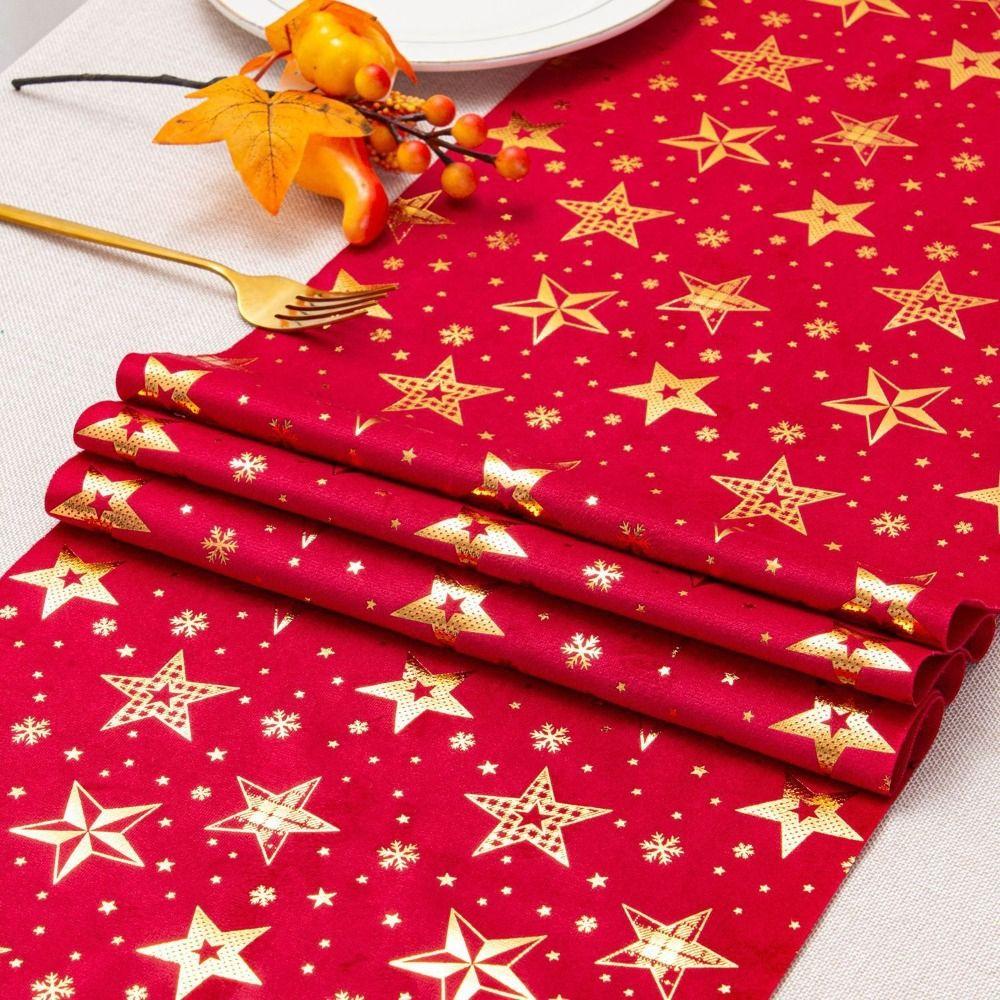 Polyester Christmas Tablecloth Snowflake Printed Table Cover Holiday Style Table Runner  Home Decor