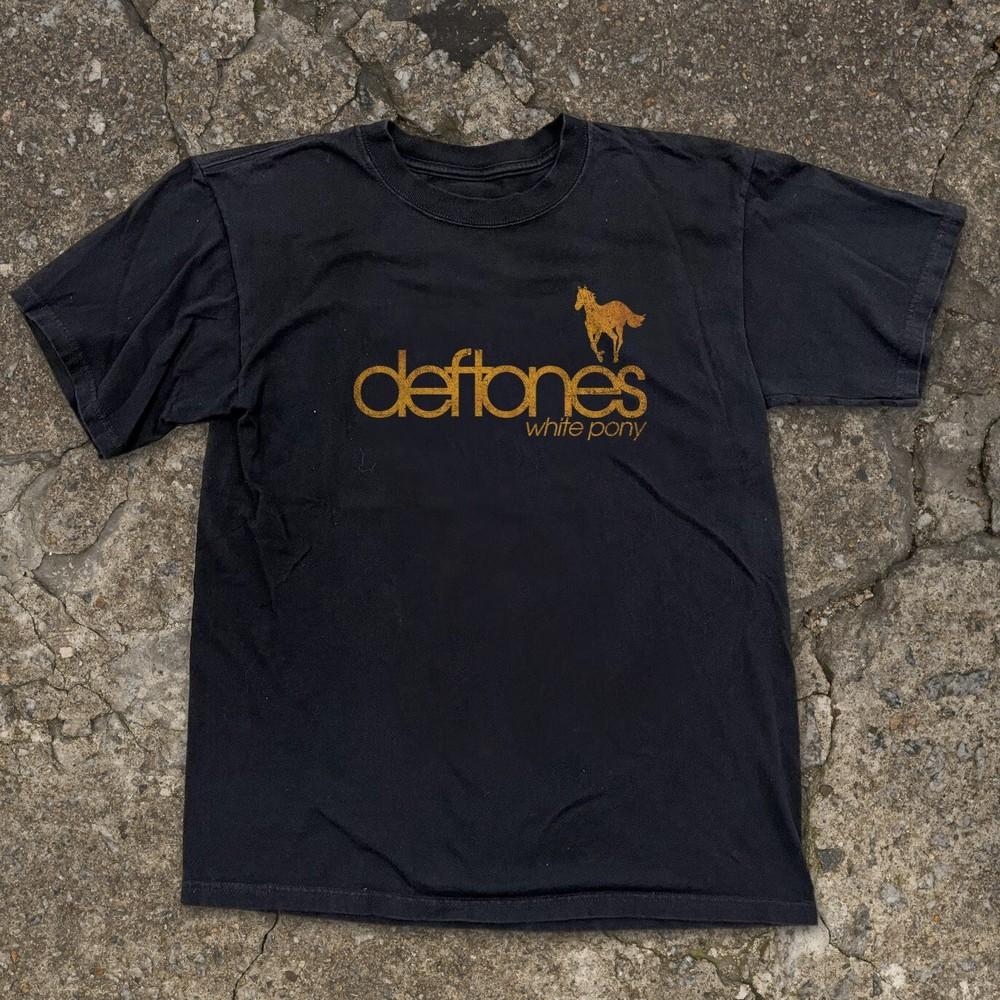 Deftones White Pony Желтый Логотип Унисекс Черная Футболка Размер S-5XL Унисекс Футболка XXXL