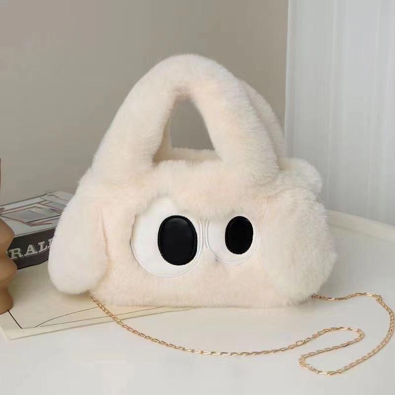 New Big-eyed Plush Bag Fur High-end Handbag Tote Bag Madam Women's Shoulder Messenger Bag Autumn Winter Cute and Fashionable