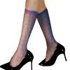 Vintage Dot Pattern Shimmery Silky Sheer Long Socks Fashionable Sexy Shinning Oil Stockings for Women Club Party Hosiery