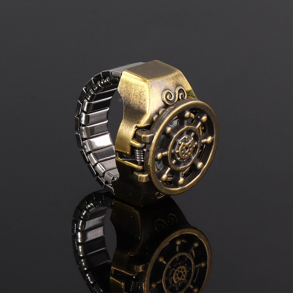 Vintage Antique Zinc Zinc Alloy Bronze Fashion Unisex Ring Watch Rudder Design Finger Watch Jewelry