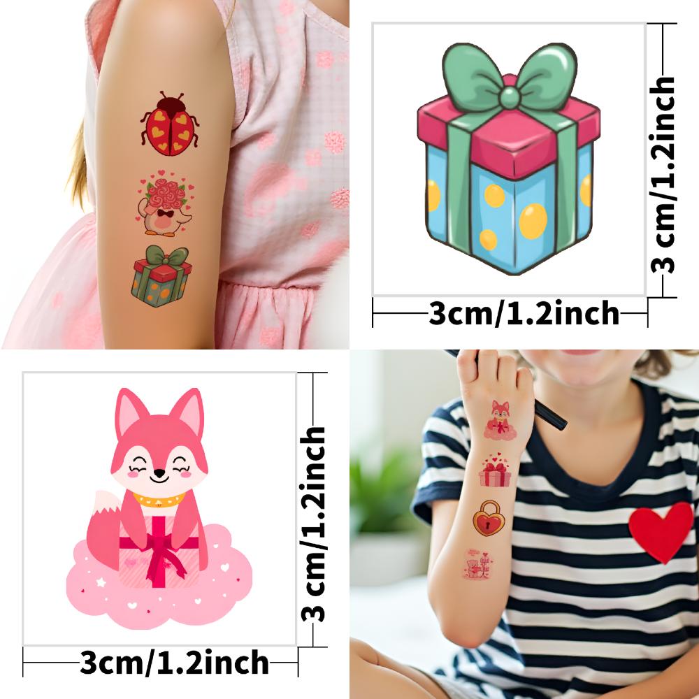 54pcs Temporary Tattoo Heart Symbols Temporary Tattoo Stickers Love Icons Waterproof Long-lasting Body Stickers For Cheeks
