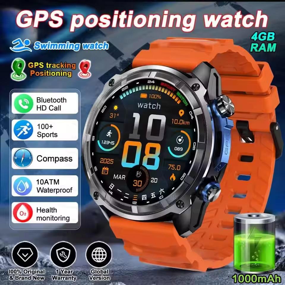 Military Offline Map 1000mAh Battery Smart Watch 4GB Big Memory GPS Navigation MP3/MP4 Player Swim Sports Trackr Smartwatch