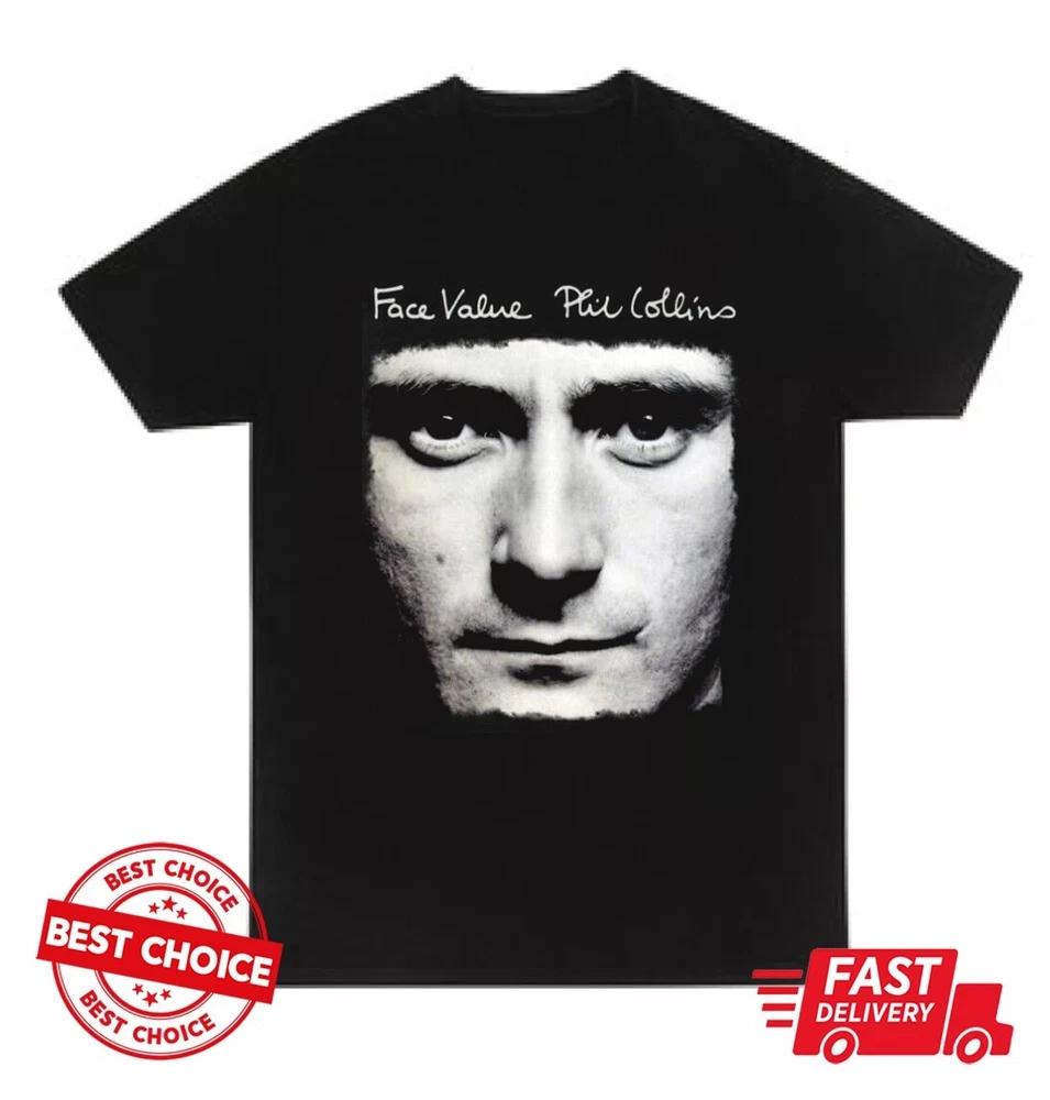 Phil Collins Face Value Round Neck Unisex Black TShirt S