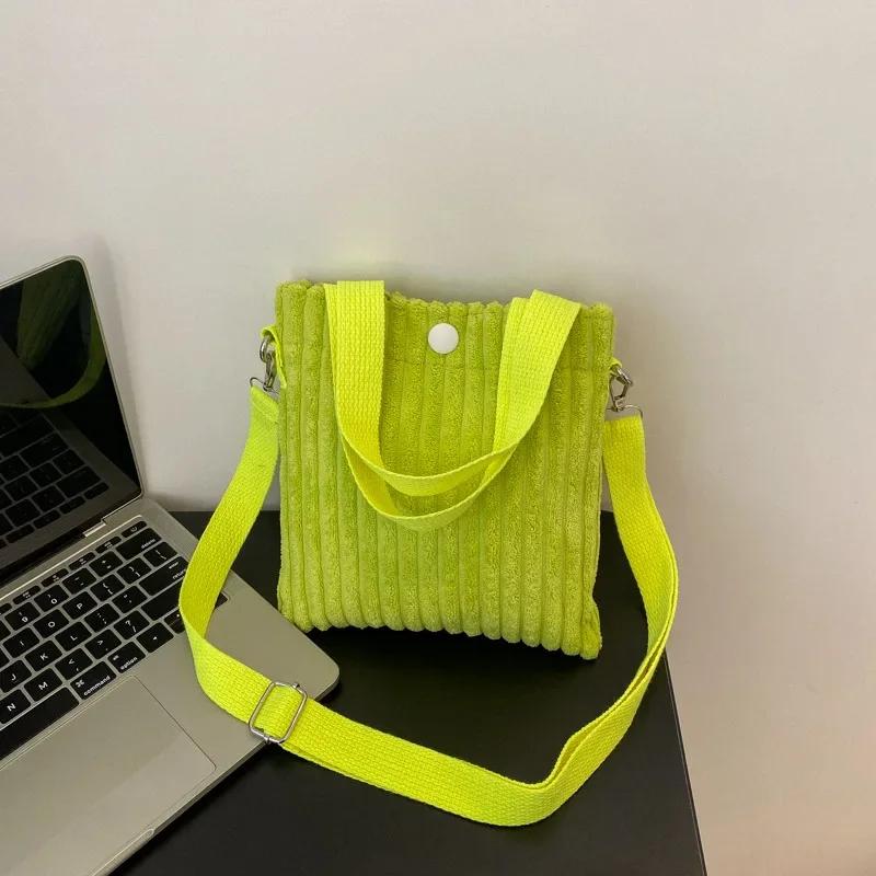 Korean Mini Bucket Bag Corduroy Handbags Crossbody Bag for Women Vertical Casual Mini Tote Bag Power Bank Phone Pouch Coin Purse