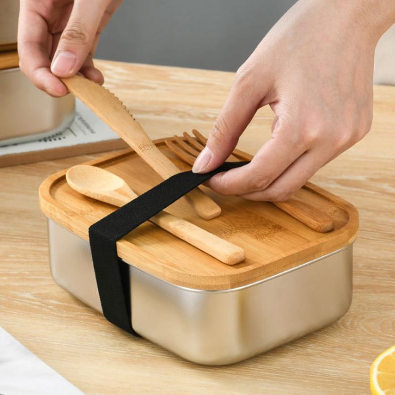 304 Stainless Steel Bamboo Lid Lunch Box, Japanese Style Lid Preservation Box, Lunch Box, Lunch Box, Food Storage Box