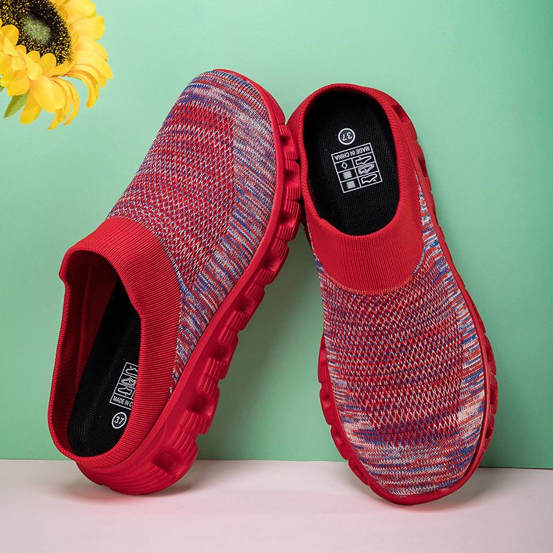 Baotou half slippers new outer wear maternity shoes soft sole large size cotton slippers knitted office