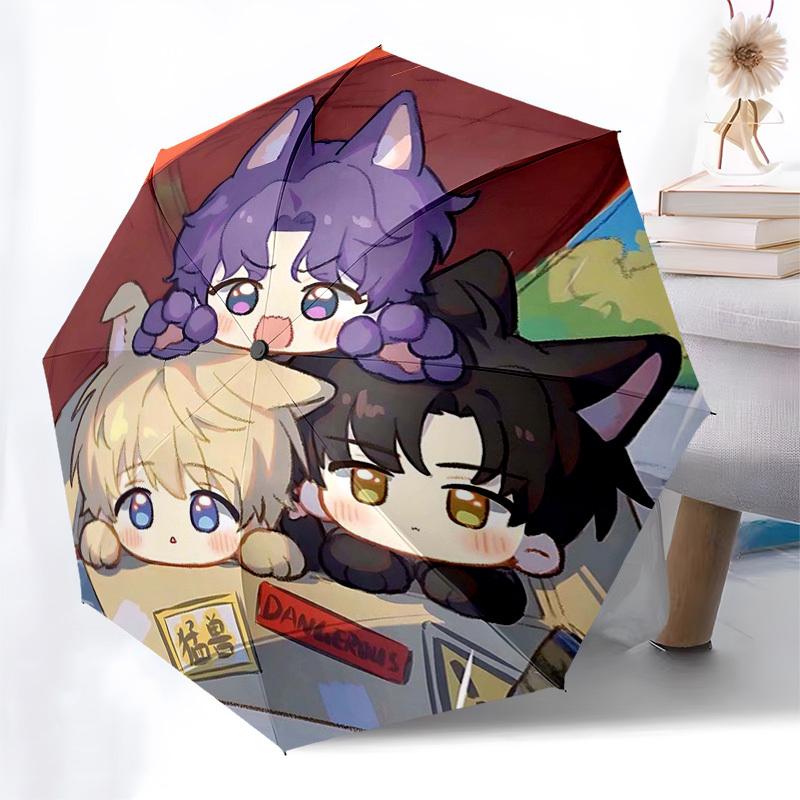 1pc Outdoor Umbrella with Cute Anime Characters, Automatic Opening/Closing, Portable 3-Fold Design, 8-Bone Iron Frame - Perfect Gift for Fans, Tr