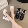 Mary Jane shoes women's spring and autumn new pearl bow single shoes round head thick heel waterproof table high heels women