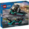 LEGO City Race Car and Transporter Toy Birthday Present Block Educational Boys Girls Children 6 Years Old 7 Years Old 8 Years Old 9 Years Old Vehicle