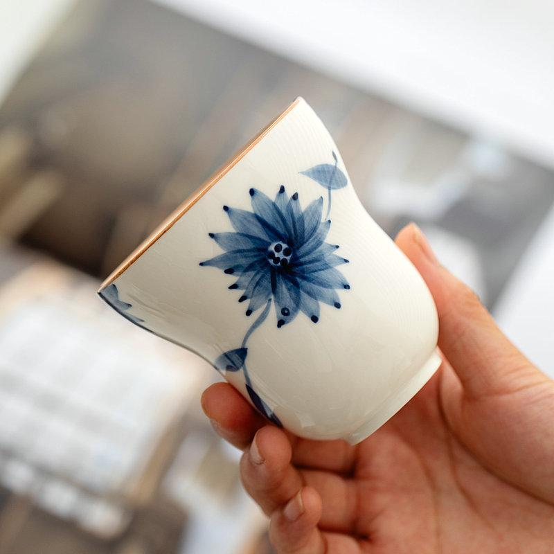 Hand Painted Gourd Shape Ceramic Cup Japanese Underglaze High Aesthetic Tea Water Cup Personal Master Cup Home Use Gift